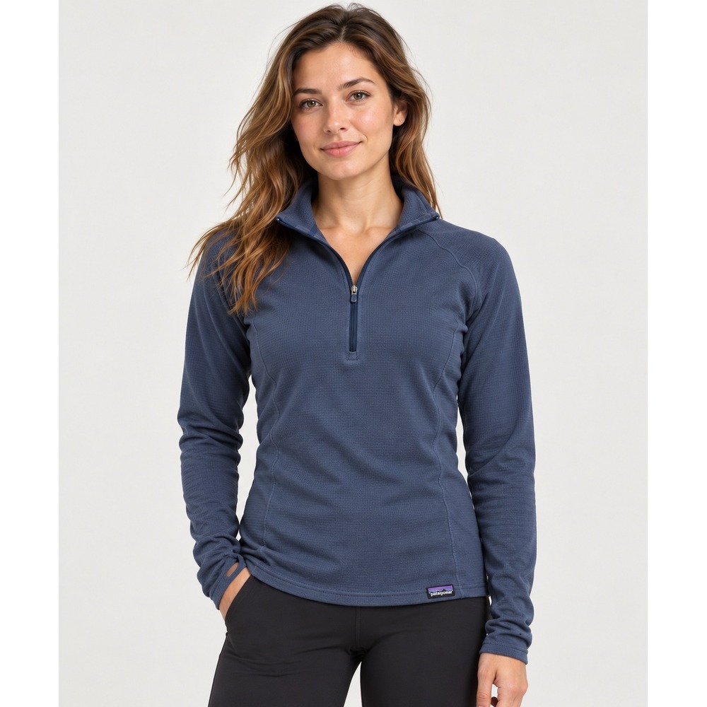 Patagonia Capilene Midweight Zip-Neck Women XS Gray Blue Polartec Top